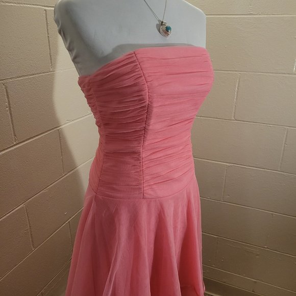 Vintage Pink Strapless Asymmetrical Fairy Hippie Boho Dress - Picture 2 of 7